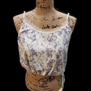 Jessica Simpson Crop Top Wmn SZ Large Snakeskin Lace Soft Summer Vacation Dainty